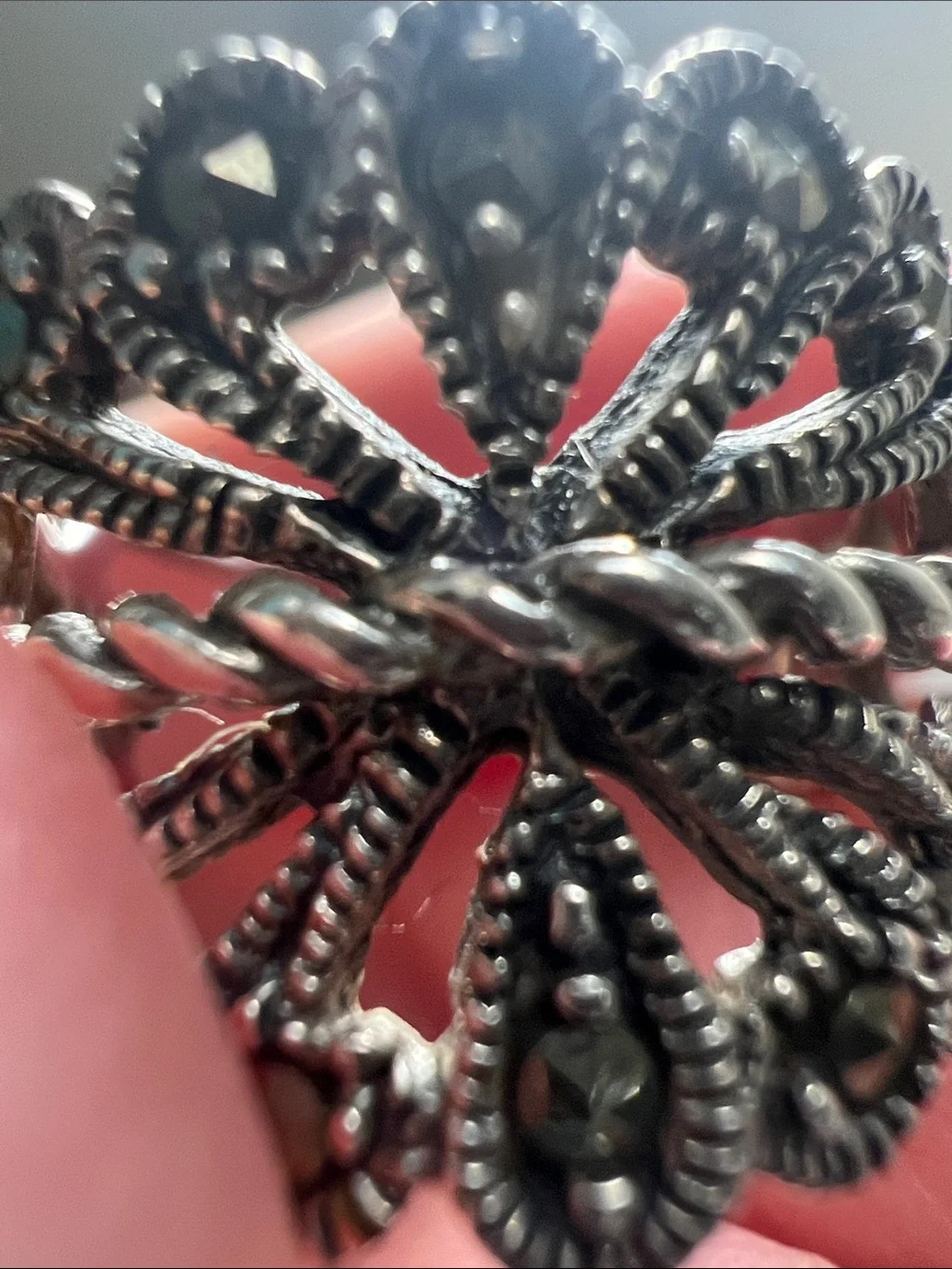 Intricate Silver-Tone Filigree Statement Ring - Vintage